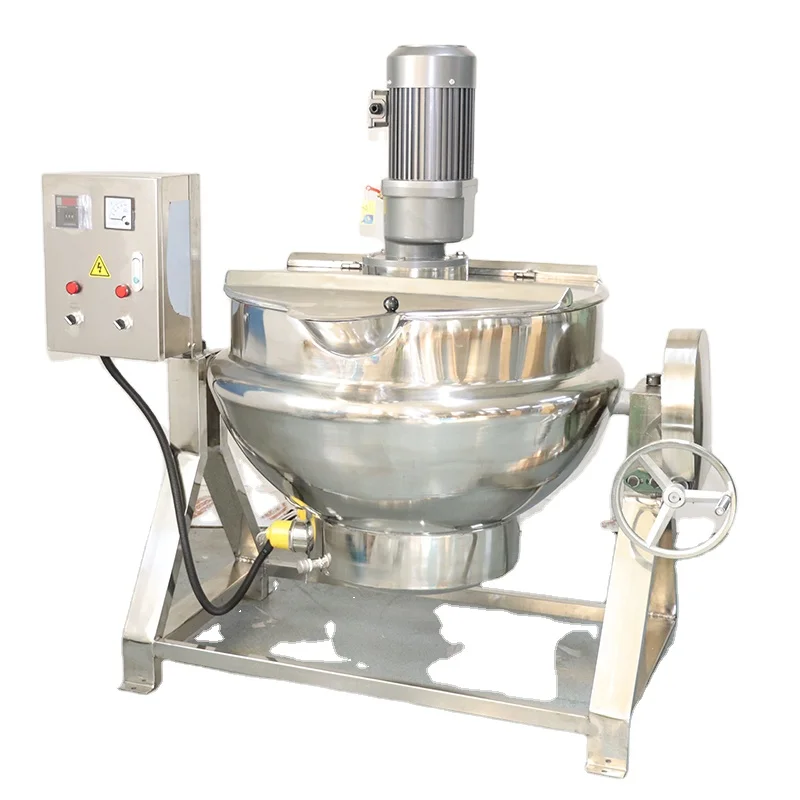 200 Liter Stainless Steel Tiltable Electric Steam Gas Heating Stirring Jacketed Cooking Kettle With Agitator