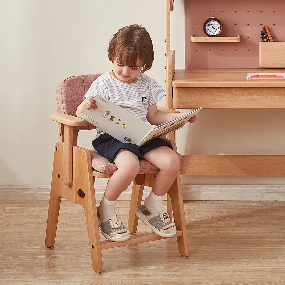 Natural Solid Wood Wingback Chair Modern Design for Students Children Ergonomic Cushion for Home School Use OEM/OD