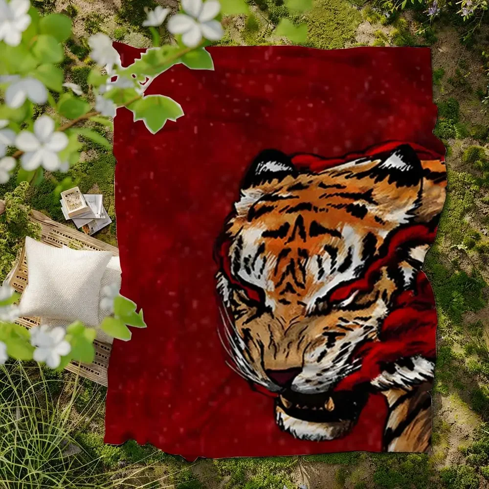 Animal T Tiger Throw Soft Flannel Blanket For Bed Bedroom Sofa Picnic Throw Skin Friendly Breathable Gift Cover