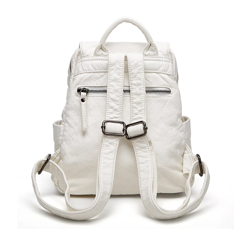 Petit sac à dos en cuir blanc pour femme, sacs à dos esthétiques, décontracté, antivol, mode, mignon