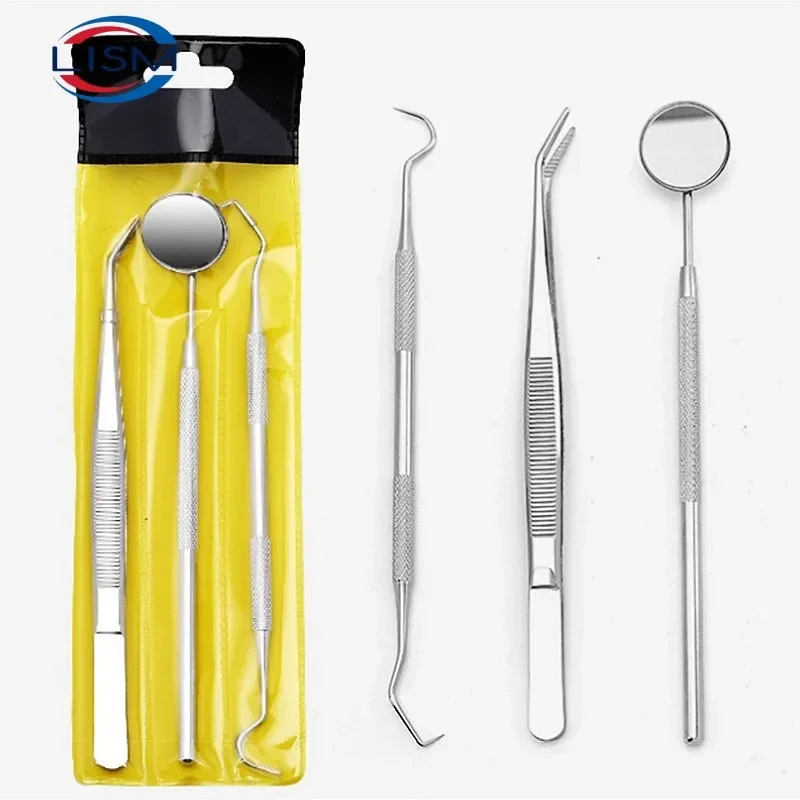 Dental Tool Set Dental Mirrors Oral Scope Tweezers 3pcs Stai