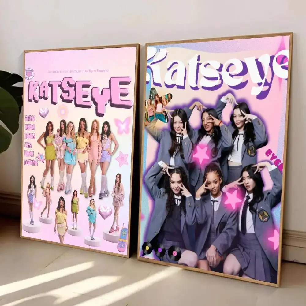أنثى المعبود مجموعة kpop الفرقة K-Katseye ملصق HD الفن لزجة جدار مقاوم للماء غرفة المعيشة المنزلي غرفة نوم بار الديكور الجمالي #3