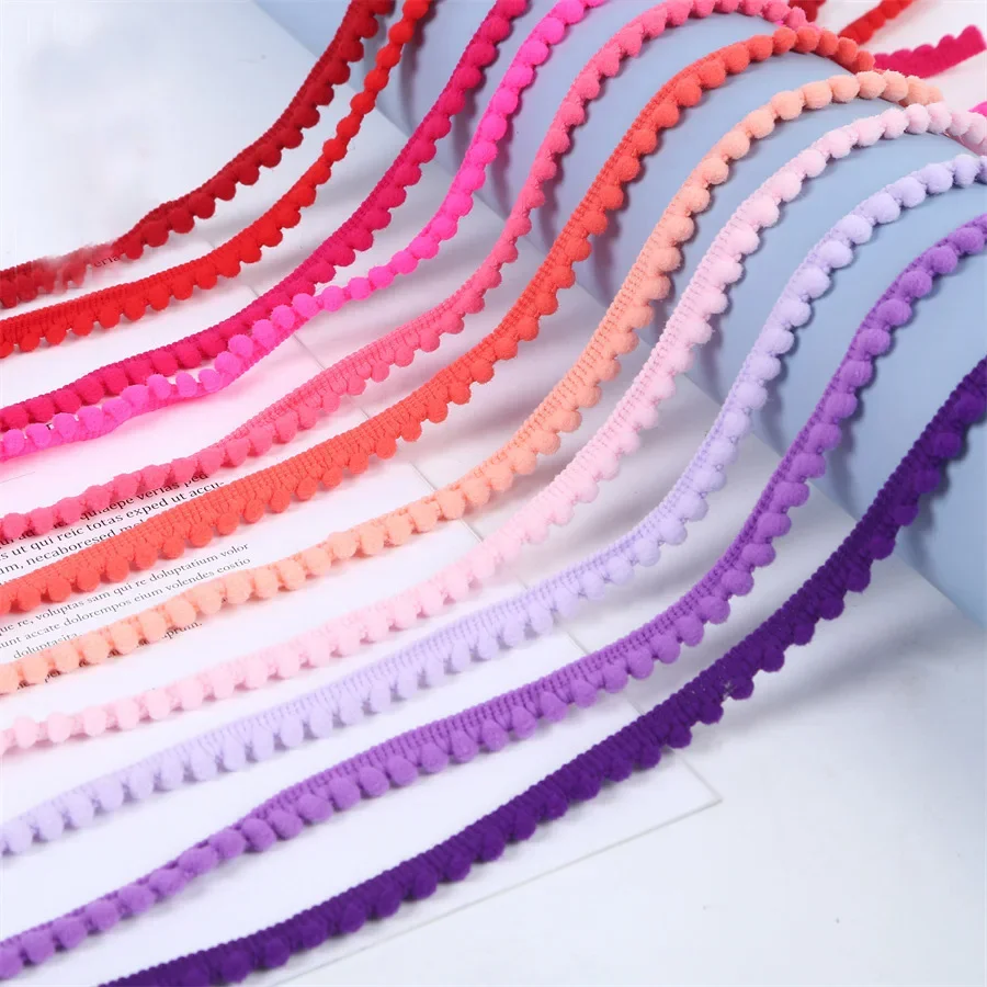 MINI Pom Poms Trim Lace Ribbon 11mm Color Pompon BallsFringe Trim Tassel Sewing DIY Trim for Home Curtain Clothes Pillow Decor