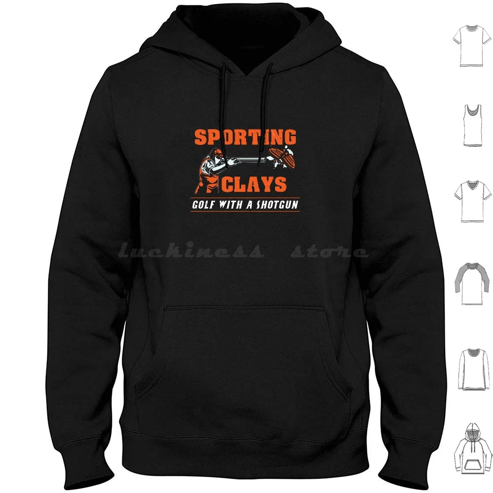 Sporting Clays Golf With A Shotgun-Skeet Trap Clay Shooting Hoodies Long Sleeve Skeet Shooting Trap Shooting Clay