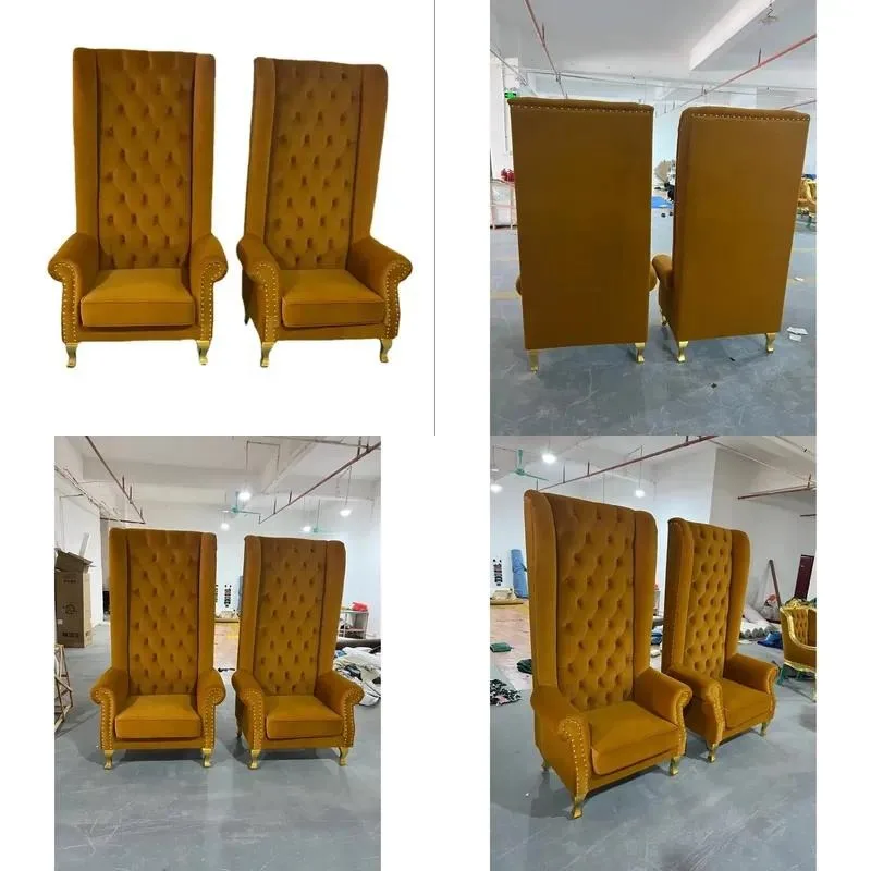 Retro Orange Velvet Fabric Sofa High Back Single Chair for Living Room