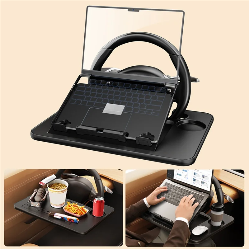 

NEW-Car Steering Wheel Foldable Adjustable Tray Board Table Portable Car Laptop Computer Desk Mount Stand For Work Eat Read
