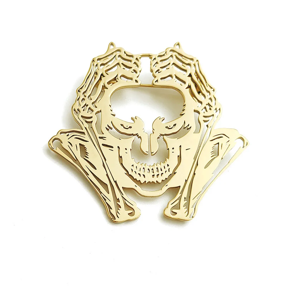 Dark Skeleton Metal Brooch Gold Silver and Black Three Color Personalized Badge Punk Style Clothing Bag Decorative Pin