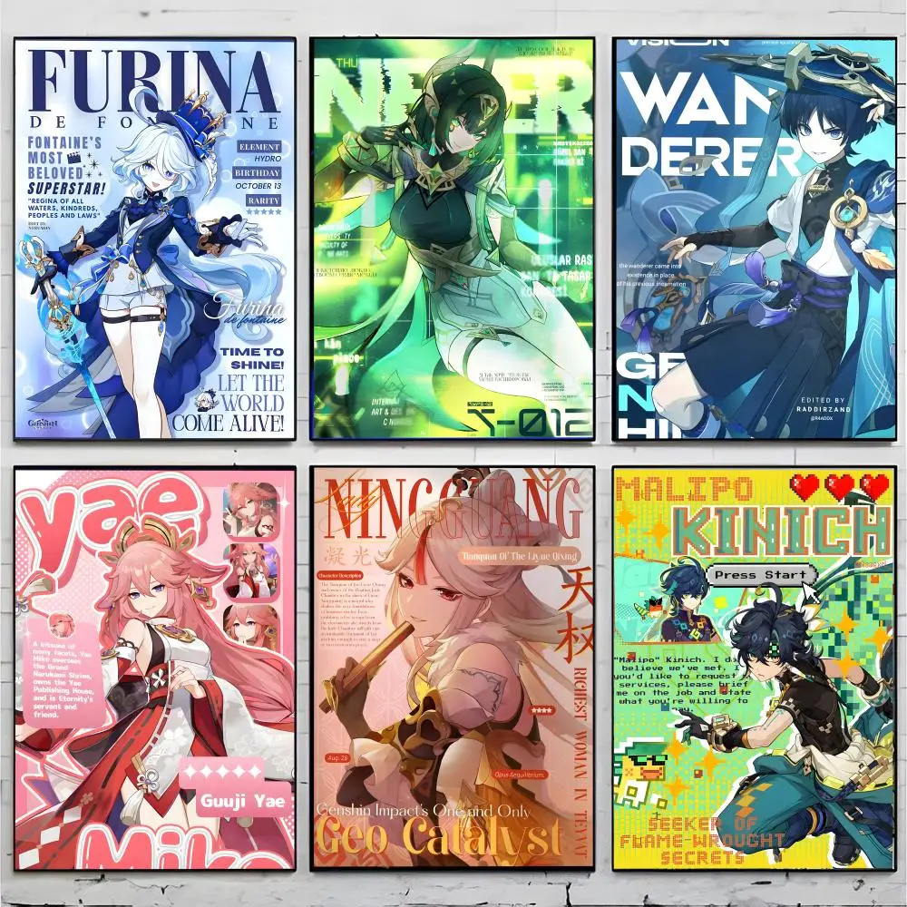 anime game Genshin Impact Poster Superior Home Space Pub Indoor Decorative Art & Home Decor