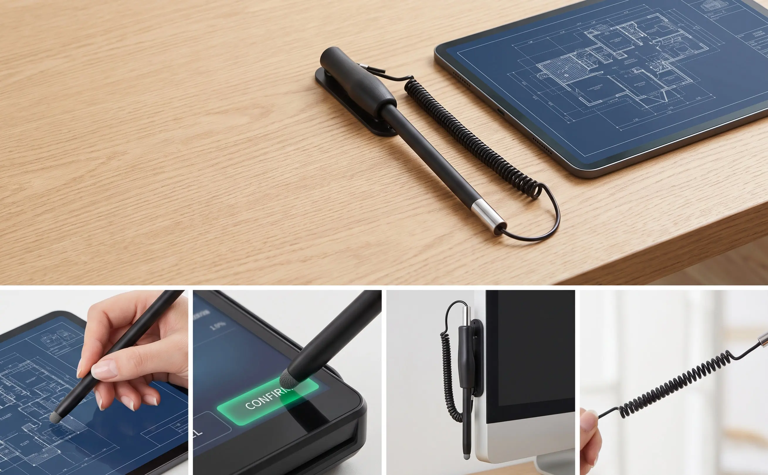 Universal Touchscreen Stylus Pen Multifunctional Spring Base with Holder Retractable High Precision for Tablet Phone Car