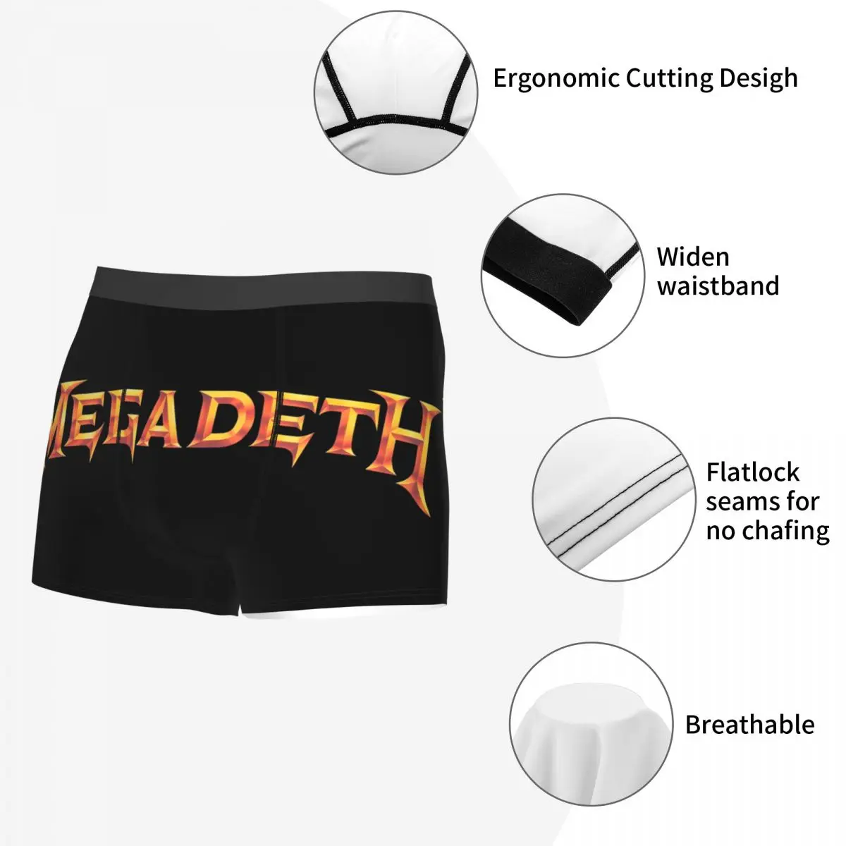 Heavy Metal Rock Roll Music Megadeths Print Boxer Shorts per uomo stampa 3D intimo mutandine slip mutande elasticizzate