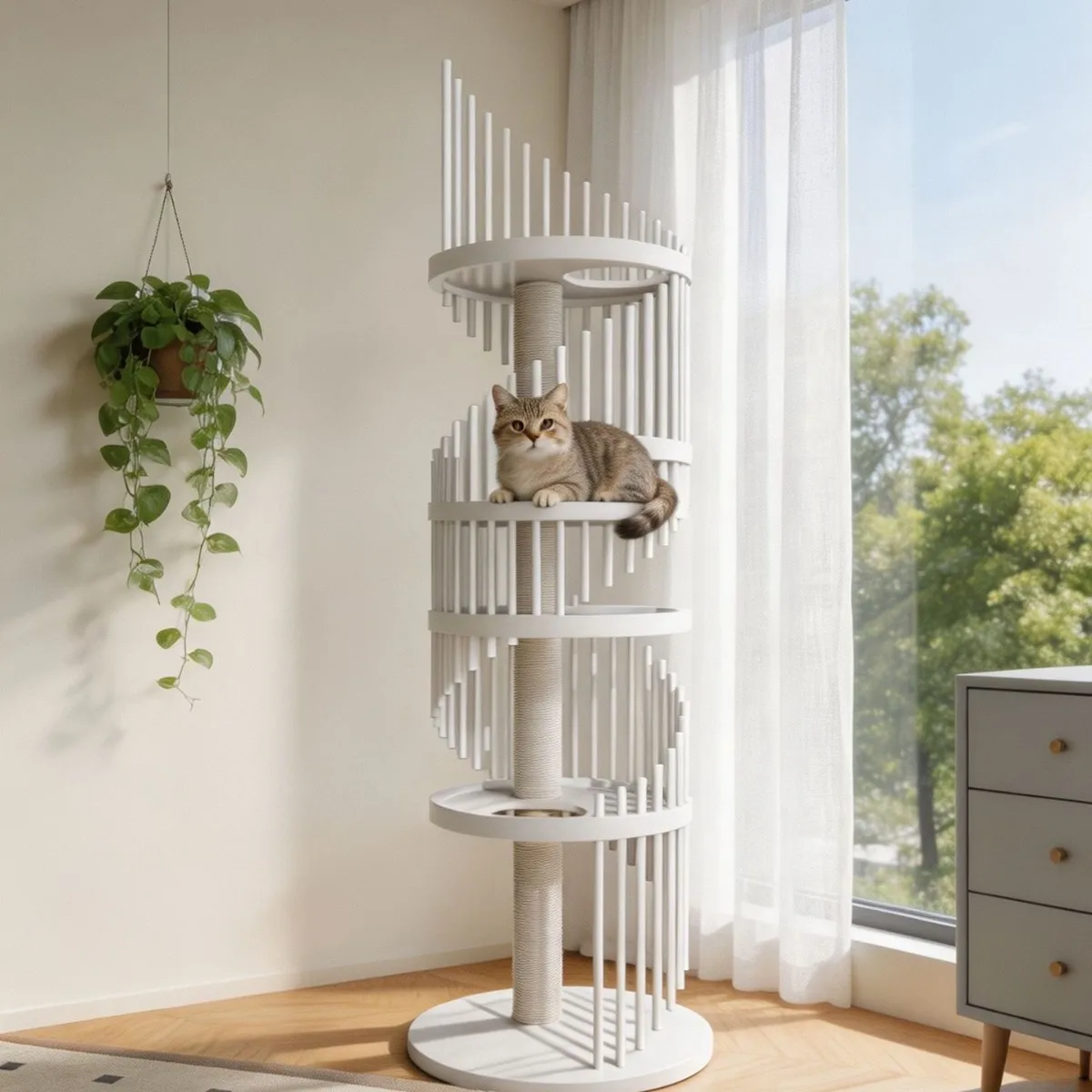 Solid Wood cat Tree Lattice Cage Compact Indoor Design Featuring 3-5 Level Resting Areas All-in-one cat House