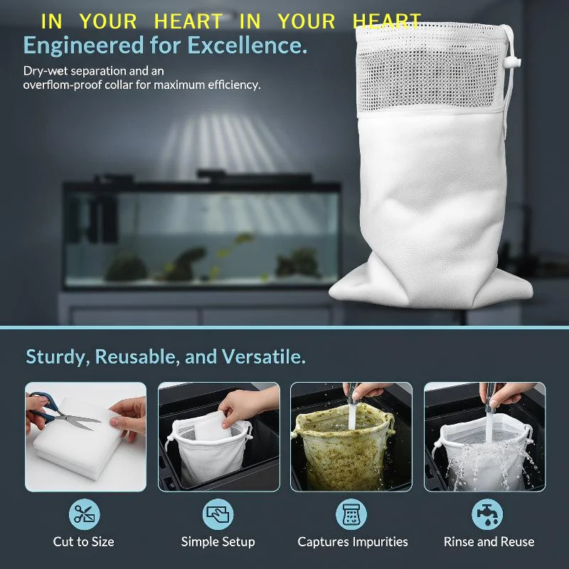【X】Fish Tank Filter Bag Anti-Overflow Washable Reusable Durable Aquarium Filter Sock for Beginner & Advanced Fish Keepers