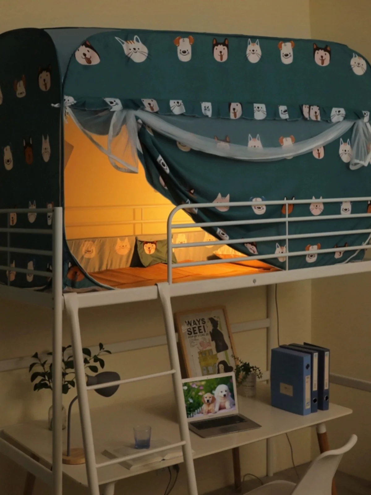 

No-Install Mosquito Net Dormi Bunk Bed Zipper Sle Mongolian Tent Light Bloing Dust Proof Student Bed Curtain Foldable...