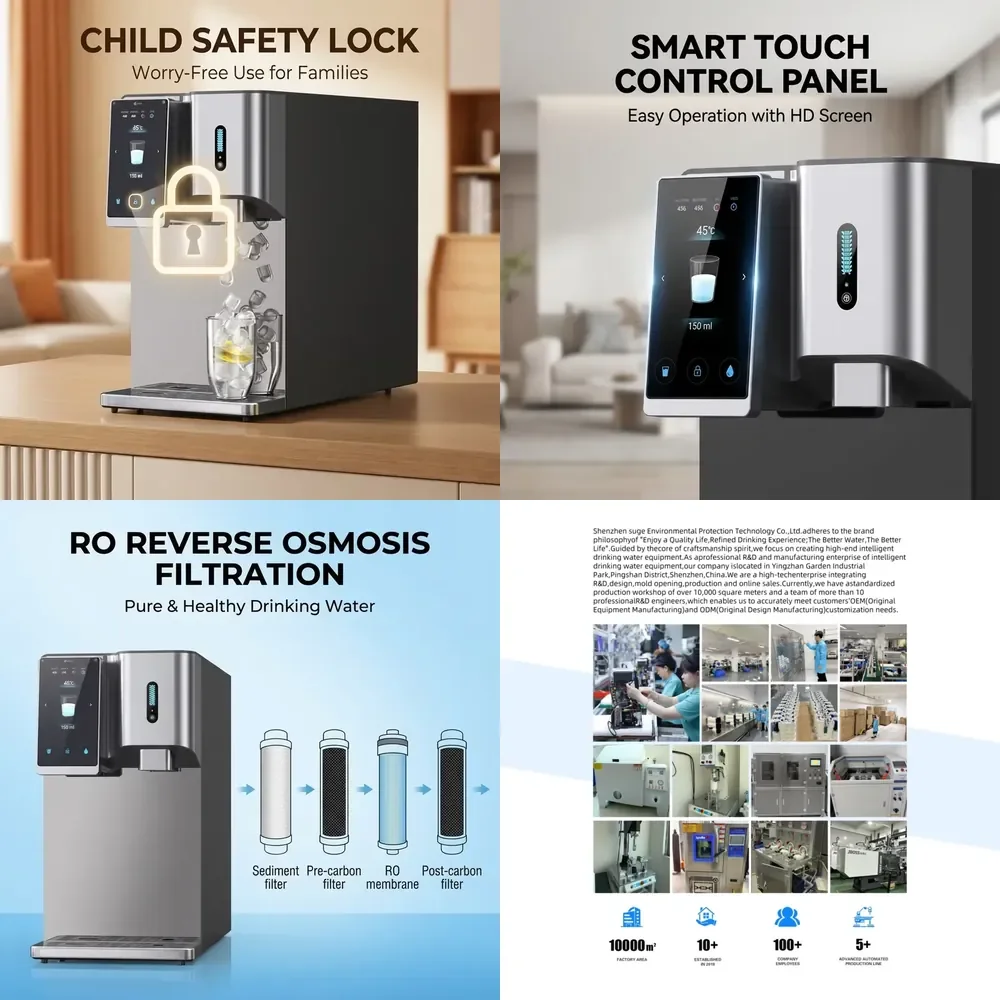 

Premium Electric Countertop RO Water Dispenser with Instant Hot/Cold/Ice Household & Hotel Use