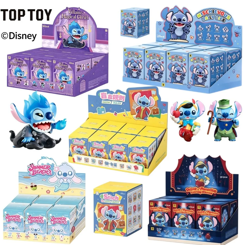 TOPTOY Disney Stitch Multi Series Blind Box Cute Figurine Mystery Box Collectible Doll Desktop Surprise Gift