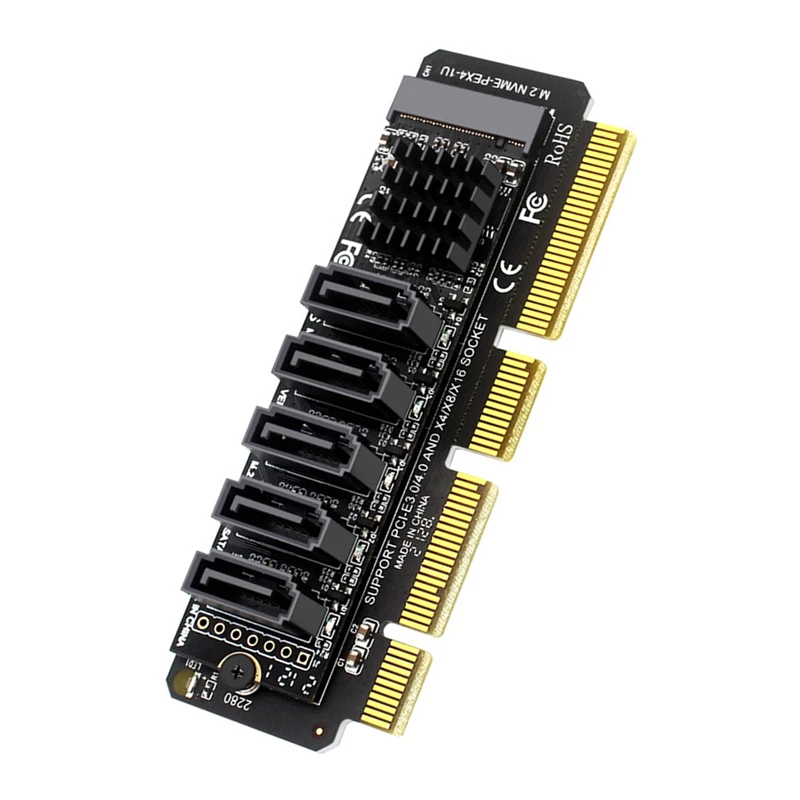 PCI-E To Sata Adapter Card 5 Ports For PCI-E X4 PCI-E X8 PCI-E X16 Support Os X/Windows7/8/10 Multi-System Plug And Play