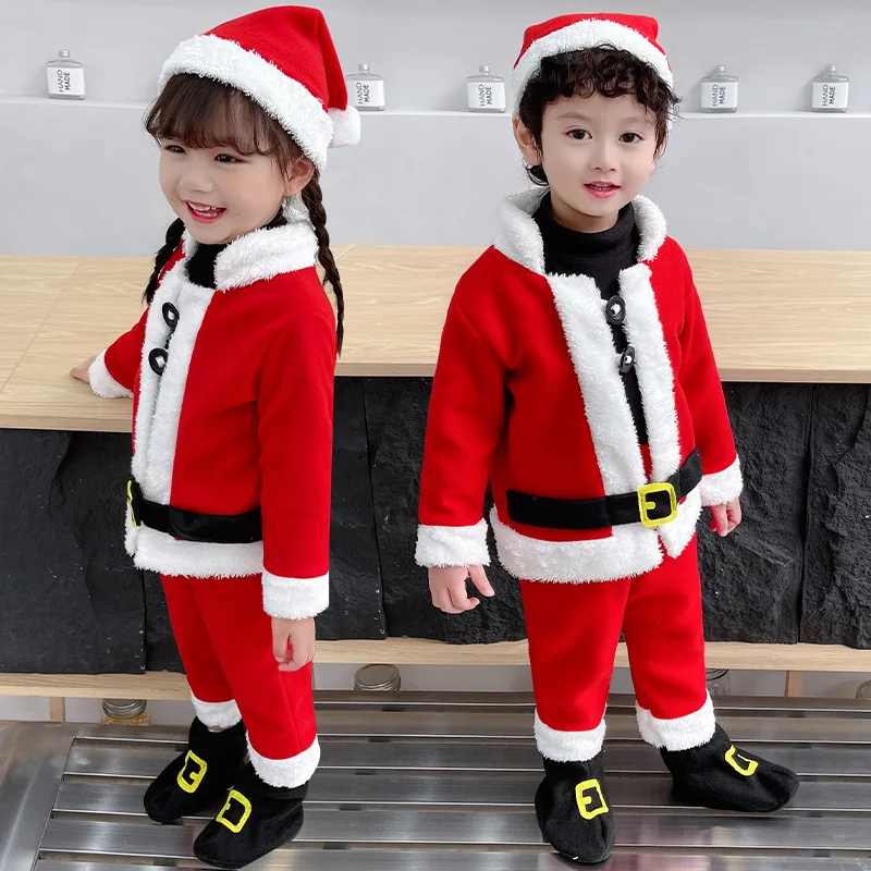 Christmas Children's Costume Set - Red New Style Performance Outfit for Boys and Girls Infant and Toddler Santa Claus Costume