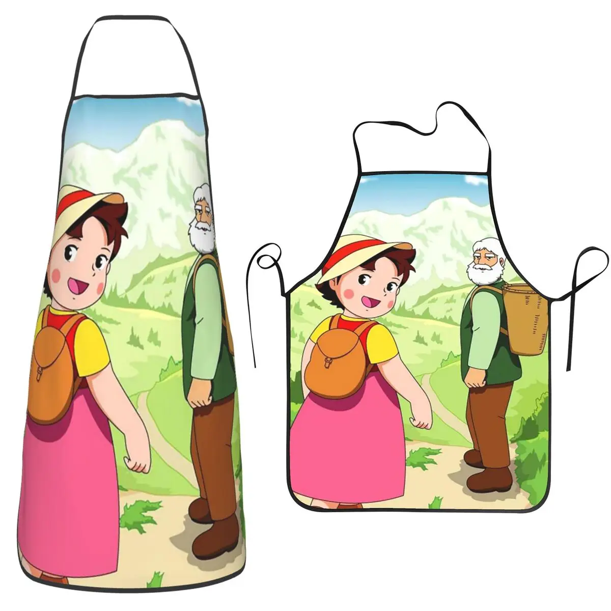 Anime Heidi Girl Of The Alps Peter Grandpa Aprons Chef Baking Tablier Waterproof Bib Kitchen Cleaning Pinafore for Women Men