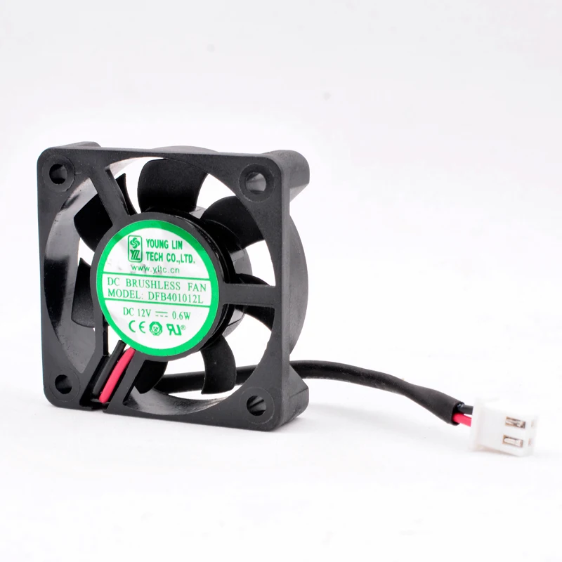 전원 충전기 모니터용 저소음 냉각 선풍기, DFB401012L, 4cm, 40mm, 선풍기, 40x40x10mm, DC12V, 0.6W, 2 와이어, 2 핀 더블 볼