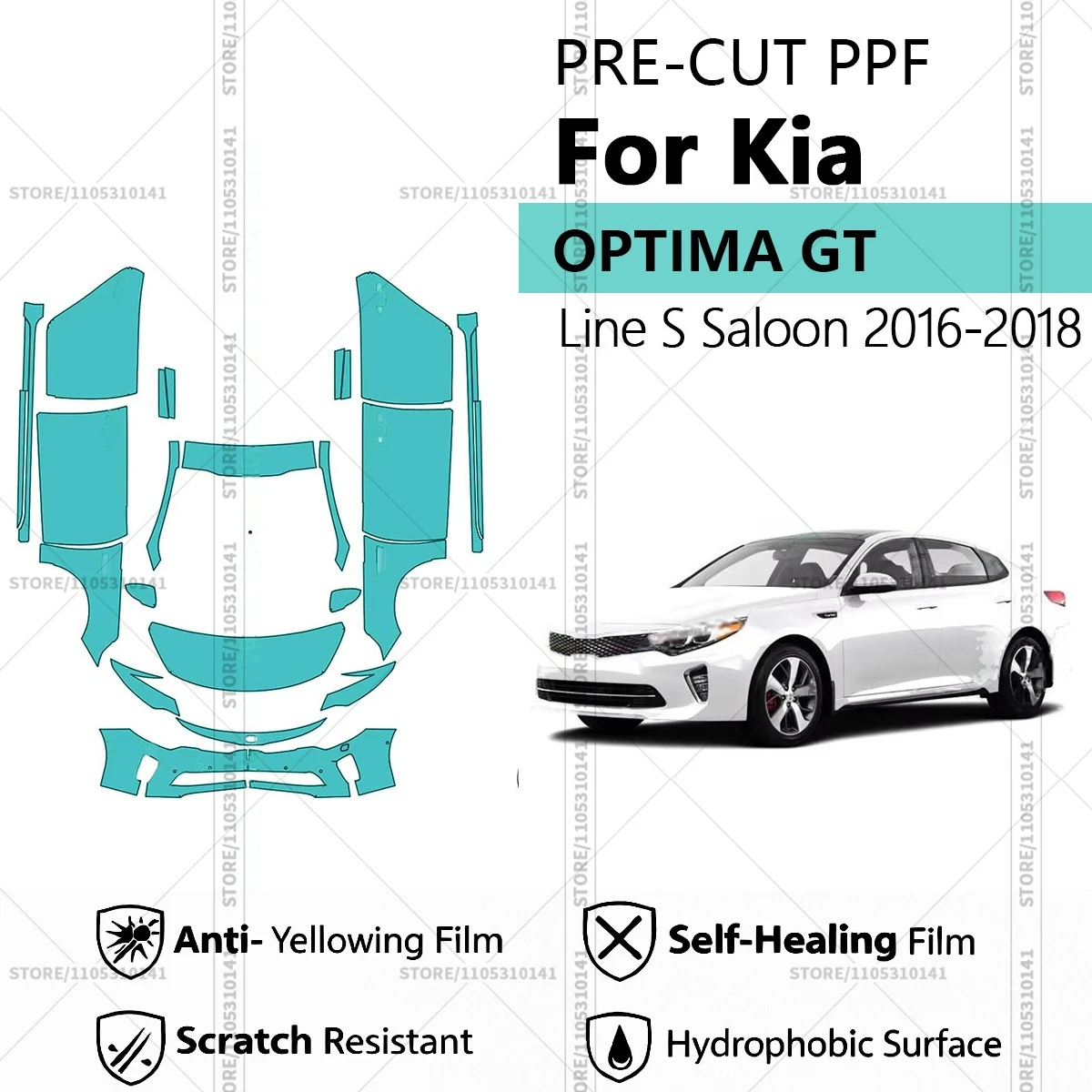 For Kia OPTIMA GT Line S Saloon 2016-2018 Pre-Cut Paint Protection Film PPF Transparent Car Film Automotive PPF Front Kit-Doors