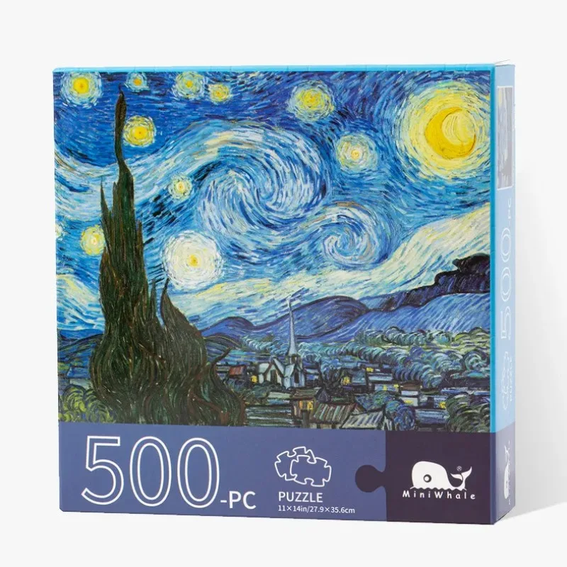 

Maxrenard Jigsaw Puzzle 1000 Pieces for Adults Kid Starry Night Puzzle Toy Family Game Famous World Oil Painting Home Decoration