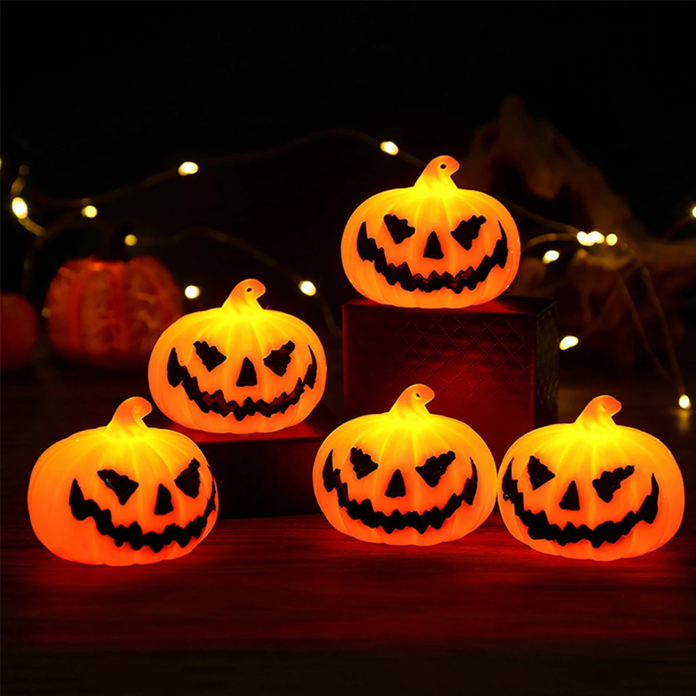 

3PC set Halloween LED Glowing Pumpkin Night Light Haunted House Horror Props for Halloween Party Home Indoor Decor Kids Favors