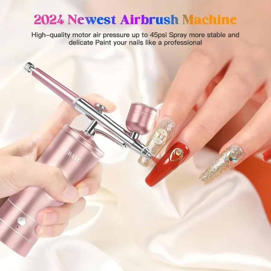 Airbrush Kit with Compressor 48PSI HighPressure NonClogging Air Brush Set Cordless Rechargeable with 0.3mm Nozzle and Cleaning
