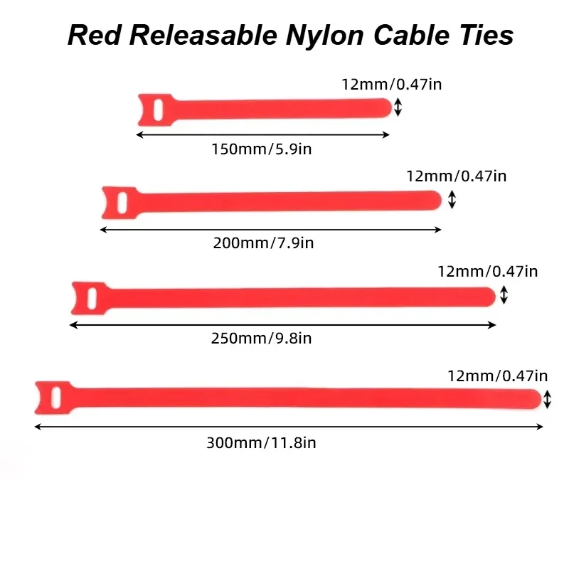 Rote wiederverwendbare Befestigungskabelbinder, Maus, Telefonzubehör, Kabelmanagement, lösbare Nylon-Kabelschlaufe, Reifen, T-Typ-Krawatte zum Selbermachen