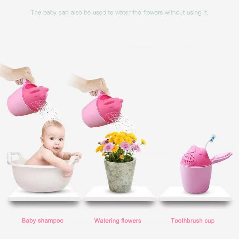 Bebê shampoo copo bonito dos desenhos animados urso toddle chuveiro colheres multifunções crianças escova de dentes copo cabeça chuveiro lavagem cabelo copo banho ferramenta
