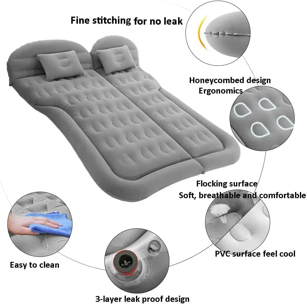 

SUV Air Mattress Camping Bed Cushion Pillow - Inflatable Thickened Car Air Bed with Air Pump Portable Sleeping Pad Mattress