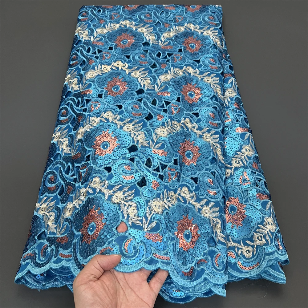 2026 Nigerian Tulle Lace Fabric for Sewing Wedding Dress Chiffon Party Guipure High Quality Sequins 5Yard  PS0005