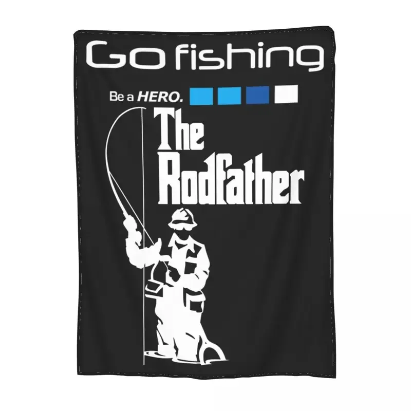 Comfort Fishing Theme Blanket Accessories Room Decorative The Rodfather Fish Sport Fisherman Throw Blankets Flannel for Bedroom