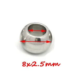 100 Stück 2 mm-12 mm Edelstahlperlen Europäische Kugelperlen mit Großem Loch für Schmuckherstellung DIY Armband Halskette