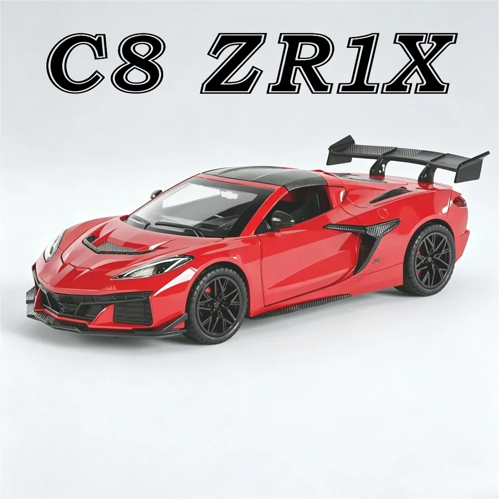 Modelo de Auto Deportivo C8 ZR1X 964 a Escala 1:32, Juguete de Aleación con Diseño Interior Simulado, Vehículos en Miniatura con Llantas de Goma, Modelos para Exhibición en Estante
