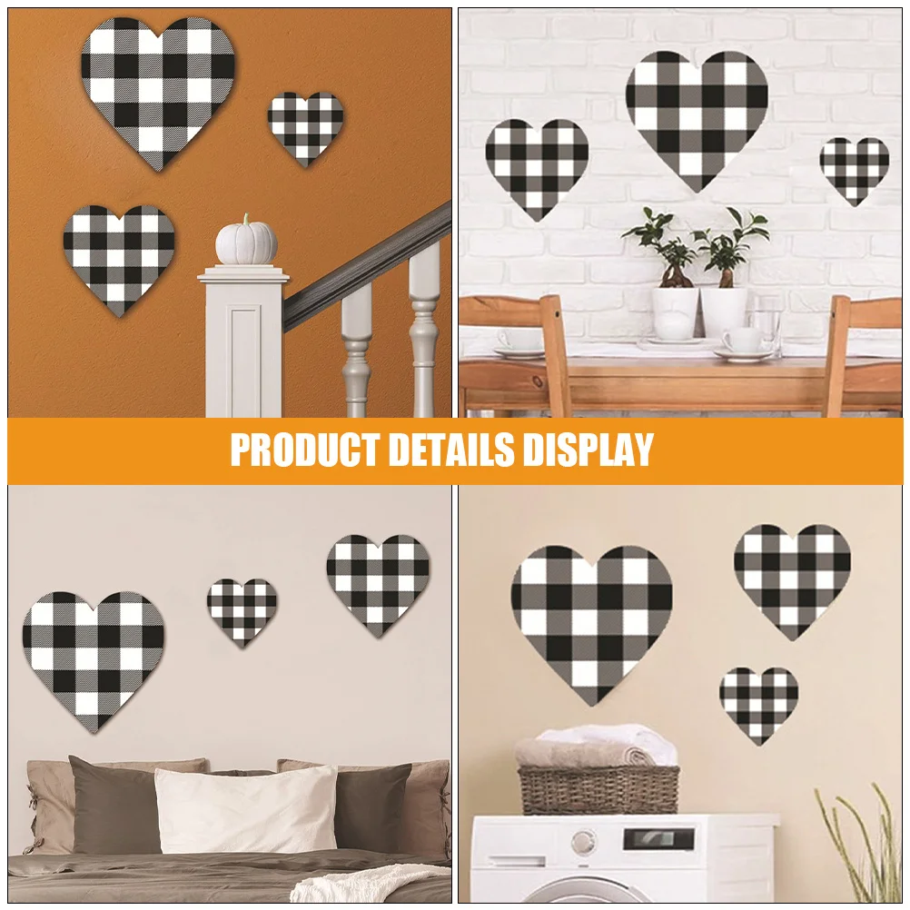 

3Pcs Wall Hanging Heart Sign Decor Versatile Labeling Organizing Simple Design Various Styles Wood Heart Sign Wall Decor