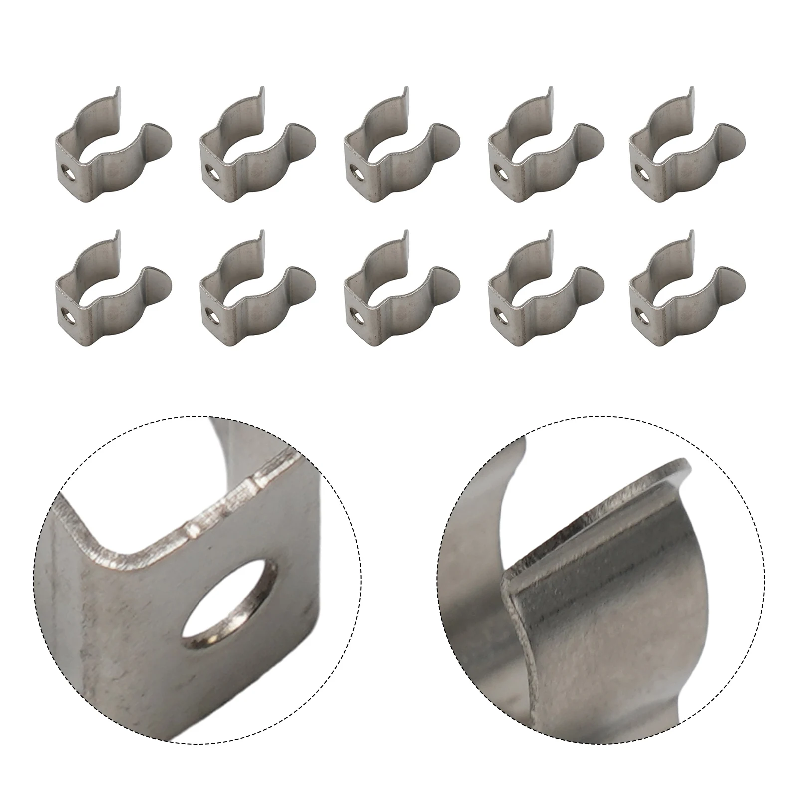 10-Pack Narrow Base Spring Terry Clips Manganese Steel Open Type Tool Storage Hangers For Garage Shed Silver (6mm-28mm)
