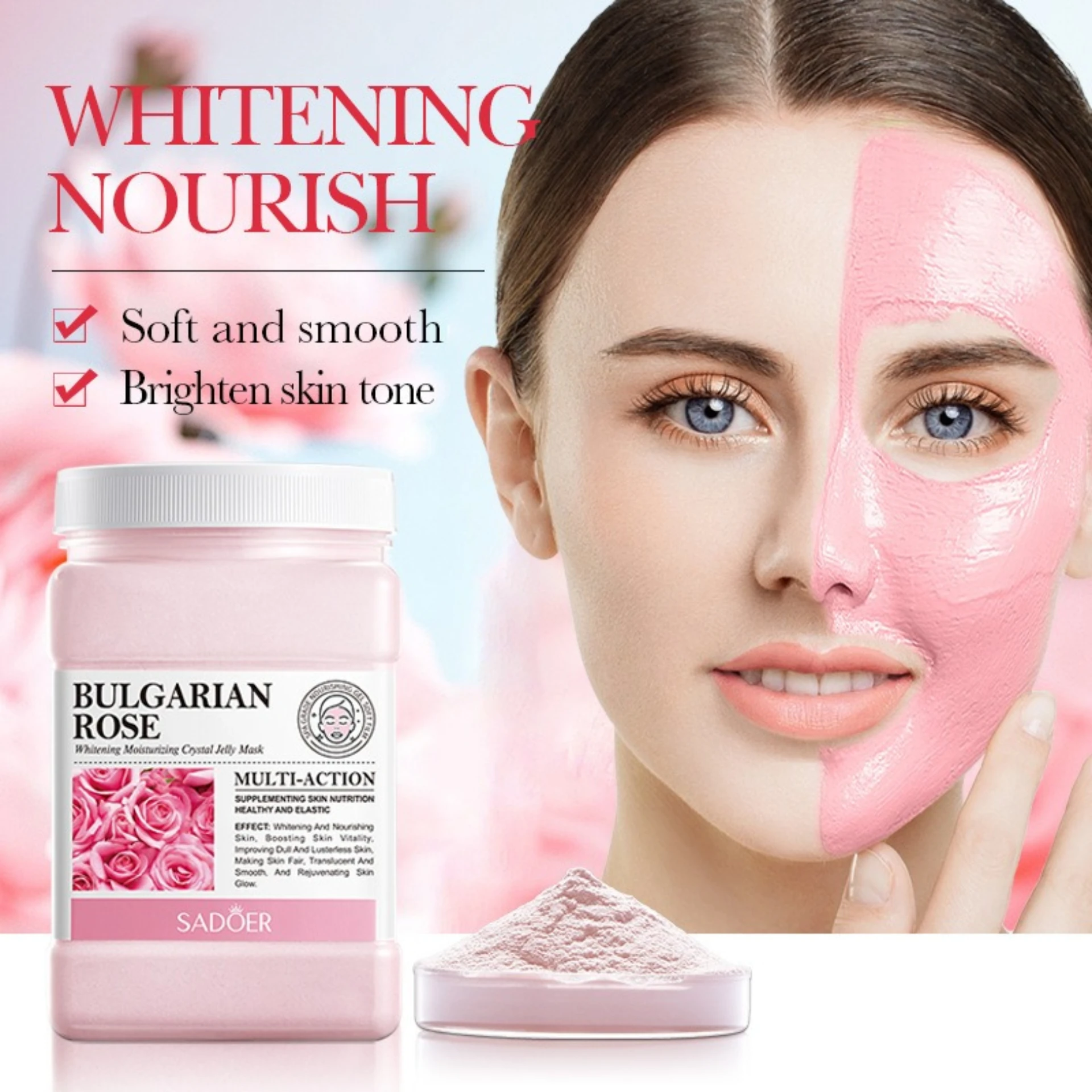 

Rose Whitening Soft Film Powder 540g Wipe Mask Moisturizes brightens skin tone nourishes skin improves dryness Skincare