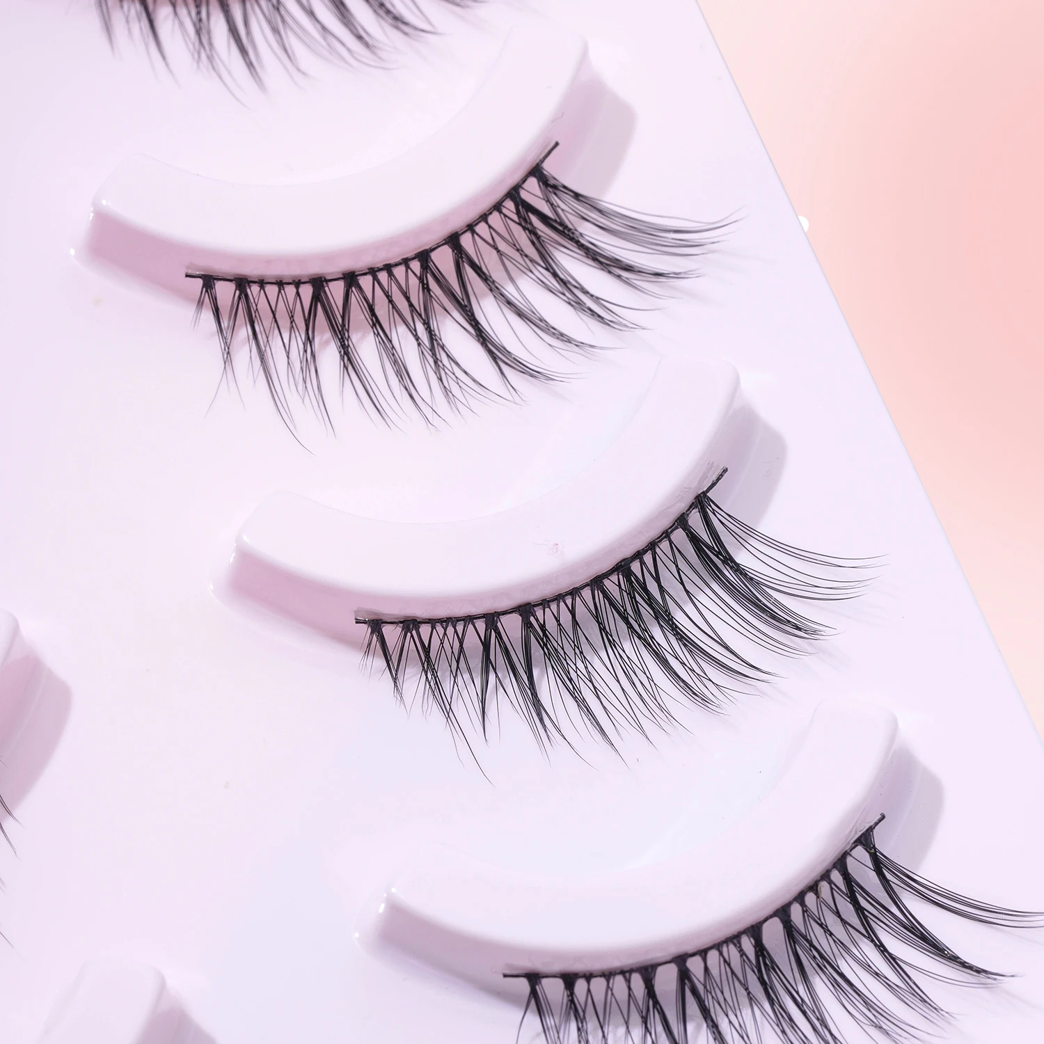 5 paar natuurlijke oogstaart langwerpige valse wimpers met halve ogen