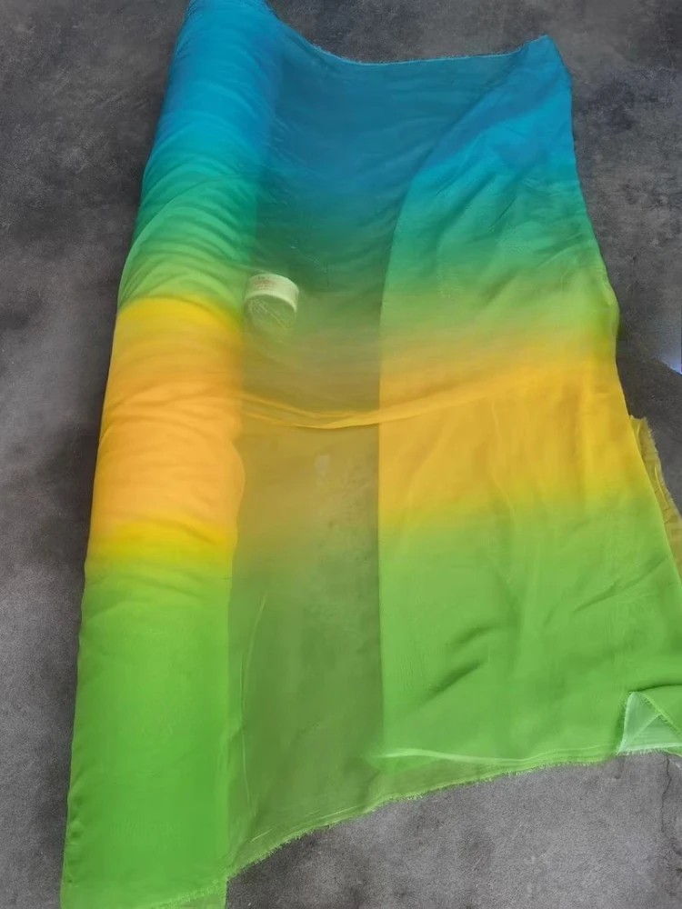 Gradient Chiffon 30D Sheer Fabric for Perspective Hanfu Dance Clothing Shawl Fabrics By The Meter Diy Sewing Material Cloth view 4