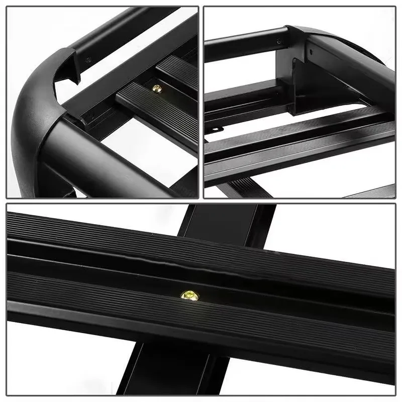 127*90 سم سبائك الألومنيوم الأسود سطح مزدوج رف سقف السيارة لسيارات الدفع الرباعي البضائع حامل سقفي سلة الناقل