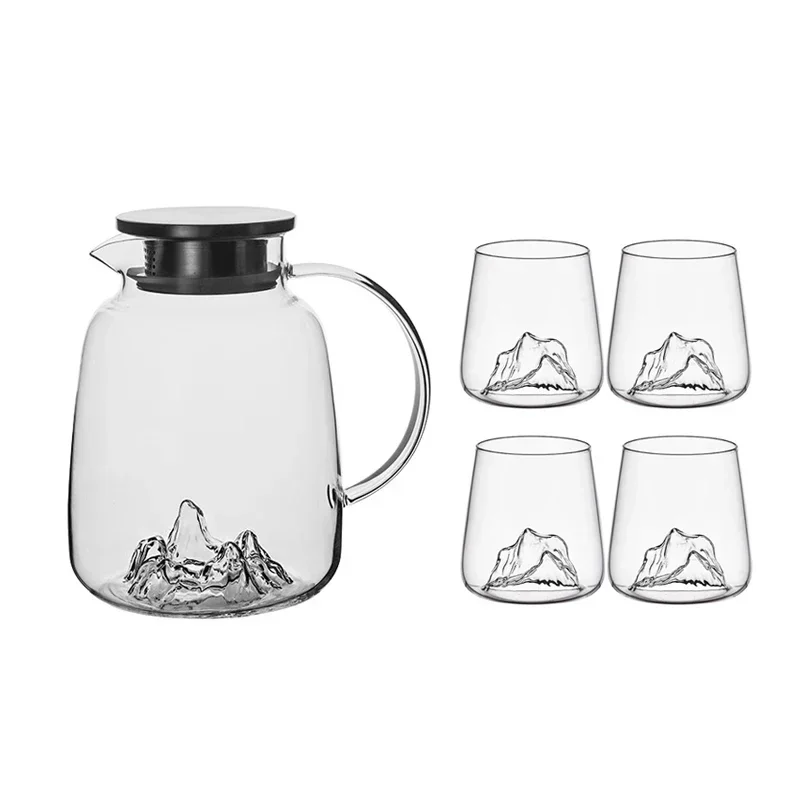 

2000ml Iceberg Shaped Cold Water Kettle Water Jug 370ml Iceberg Cup Wine Glass Creative Drinking Glasses Household Accessories