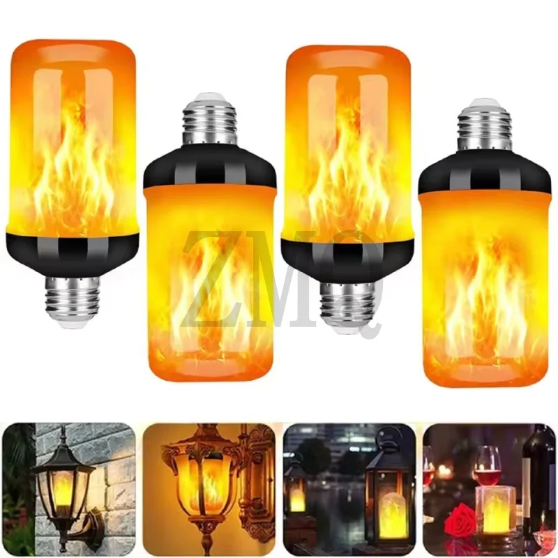 

E27 светодиодные лампочки с пламенем, 4 режима, вечерние огни с эффектом пламени, имитация огня, лампочка, фестиваль, садовый декор, освещение AC85-265V
