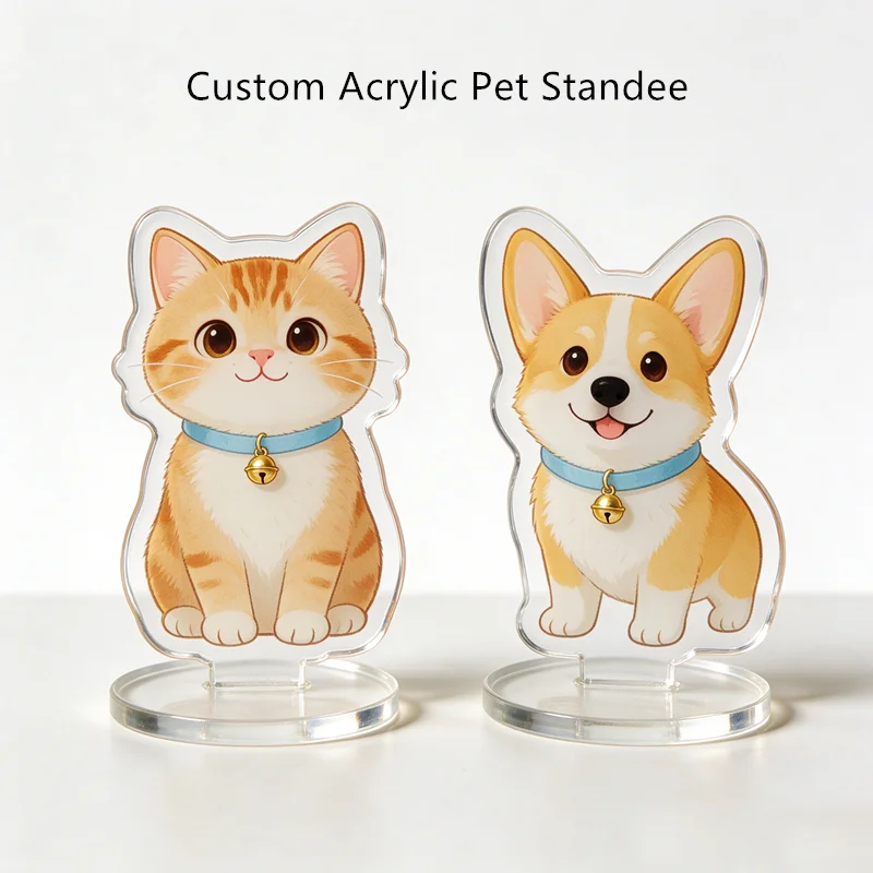Acrylic Pet Stand Custom Wholesale Lovely Dogs Cats Photo Standee Fashion Figures Desktop Display Standing Pets Keychain Pendant