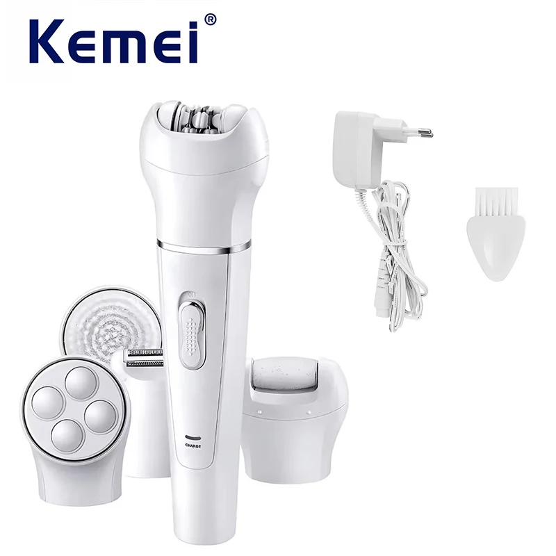 Kemei KM-2199 5 in 1 Full Body Shave Facial Cleansing Massage Ladies Care Set Painless Epilator