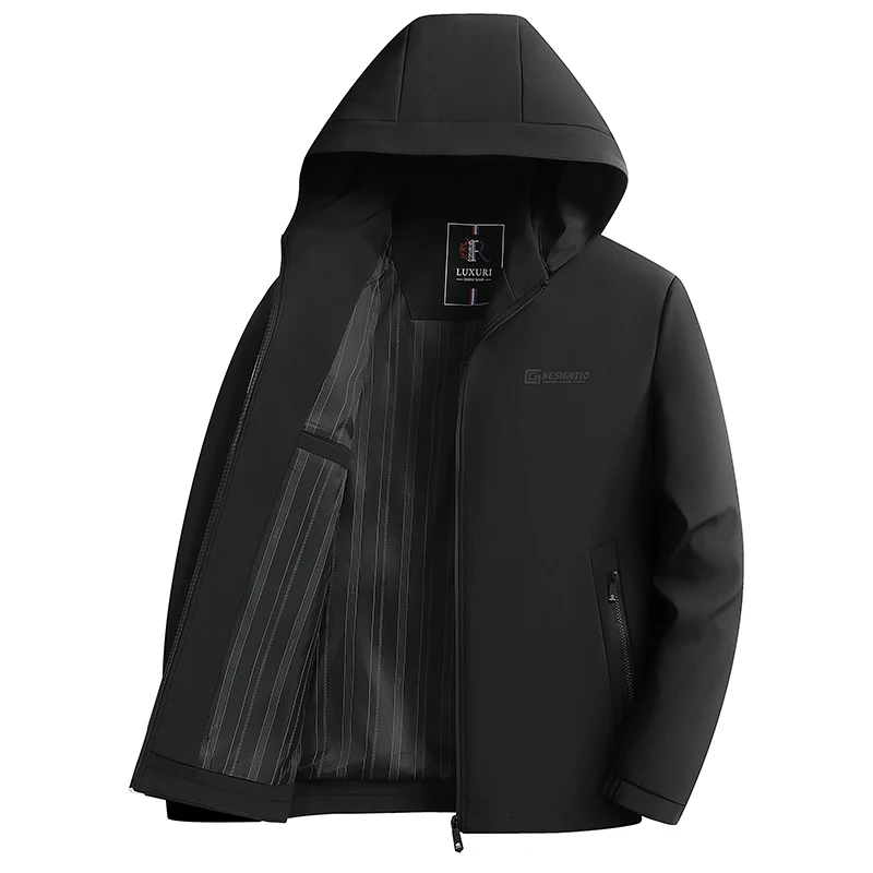 

Уличный весенне-осенний стиль, мужская модная деловая повседневная спортивная куртка для папы среднего возраста со съемной кепкой