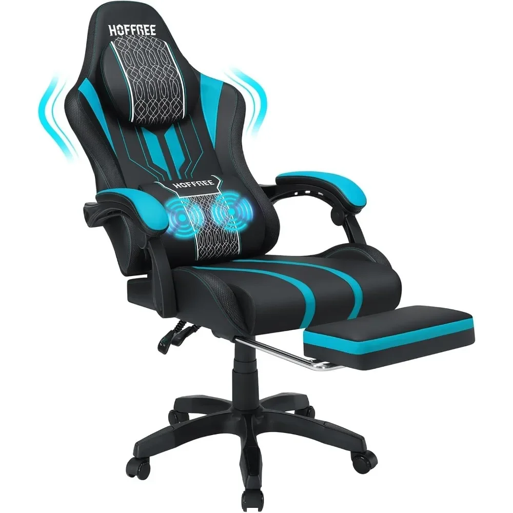 

Gaming Chair Massage Big and Tall Video Game Chair for Adults 400lbs Computer Gaming Chair with Footrest