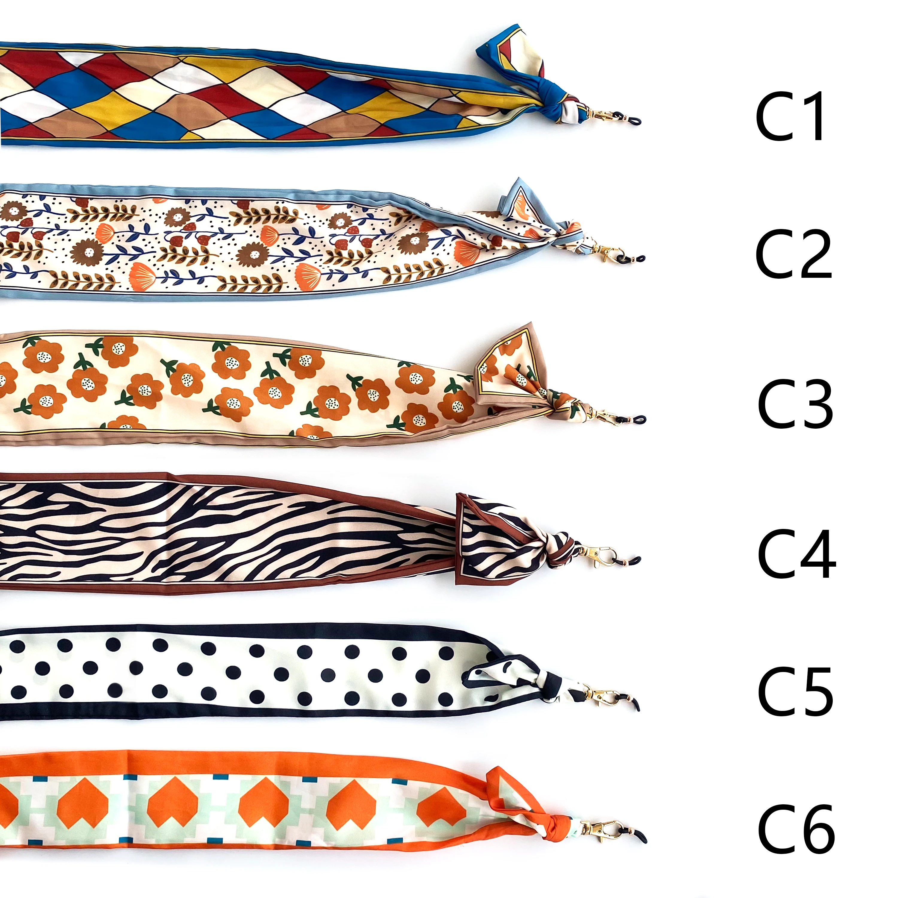 1 Piece of Bohemian Trendy Silk Scarf Ribbon Eyeglass Strap Anti-Lost Anti-Slip Fashionable Eyeglass Strap