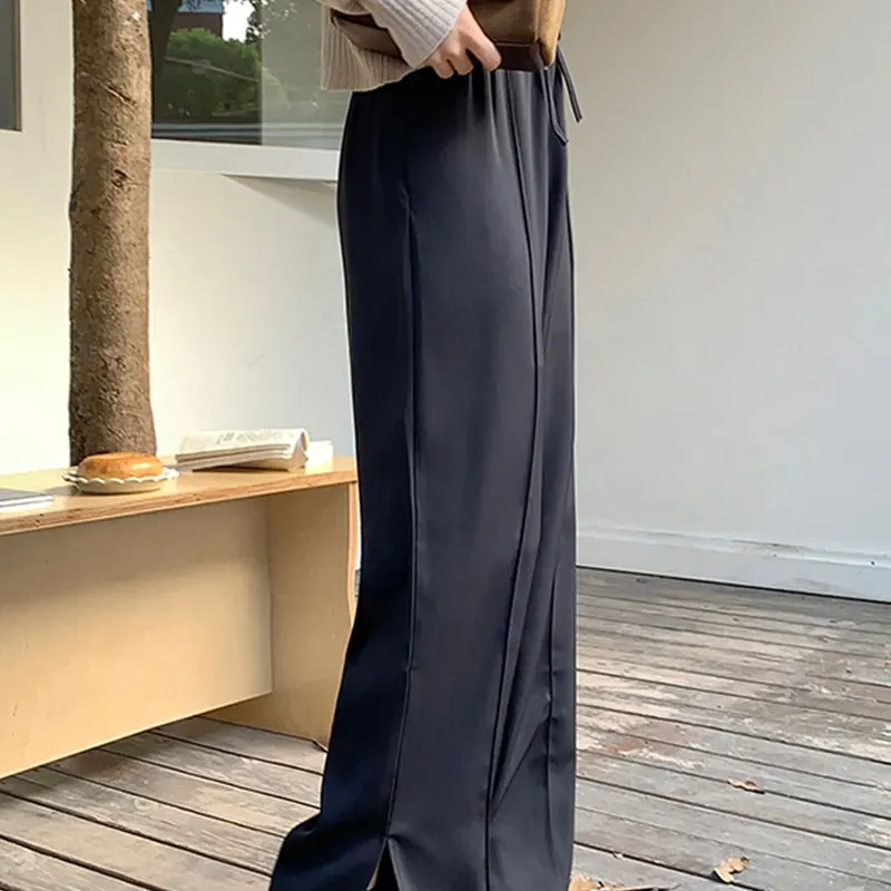 Elegant Fashion Harajuku Slim Fit Female Clothes Loose All Match Sport Casual Pants Solid High Waist Korean Version Trousers