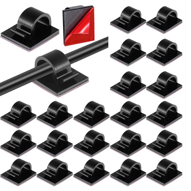 50 Pcs Mini Cable Clips Hooks Christmas Light Clips Self Adhesive Light Hooks Cord Clips for Desk Outdoor String Lights-ABHG