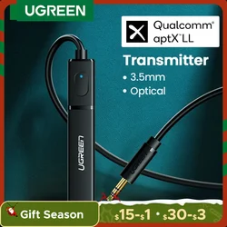 Ugreen-adaptador de sonido, por Bluetooth 5.0, transmisión de sonido y música para auriculares TV PC PS4, cable óptico aptX LL 3,5mm Aux SPDIF 3,5